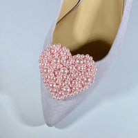 Grauer Schuh mit Perlen Schuhclip Pearl City