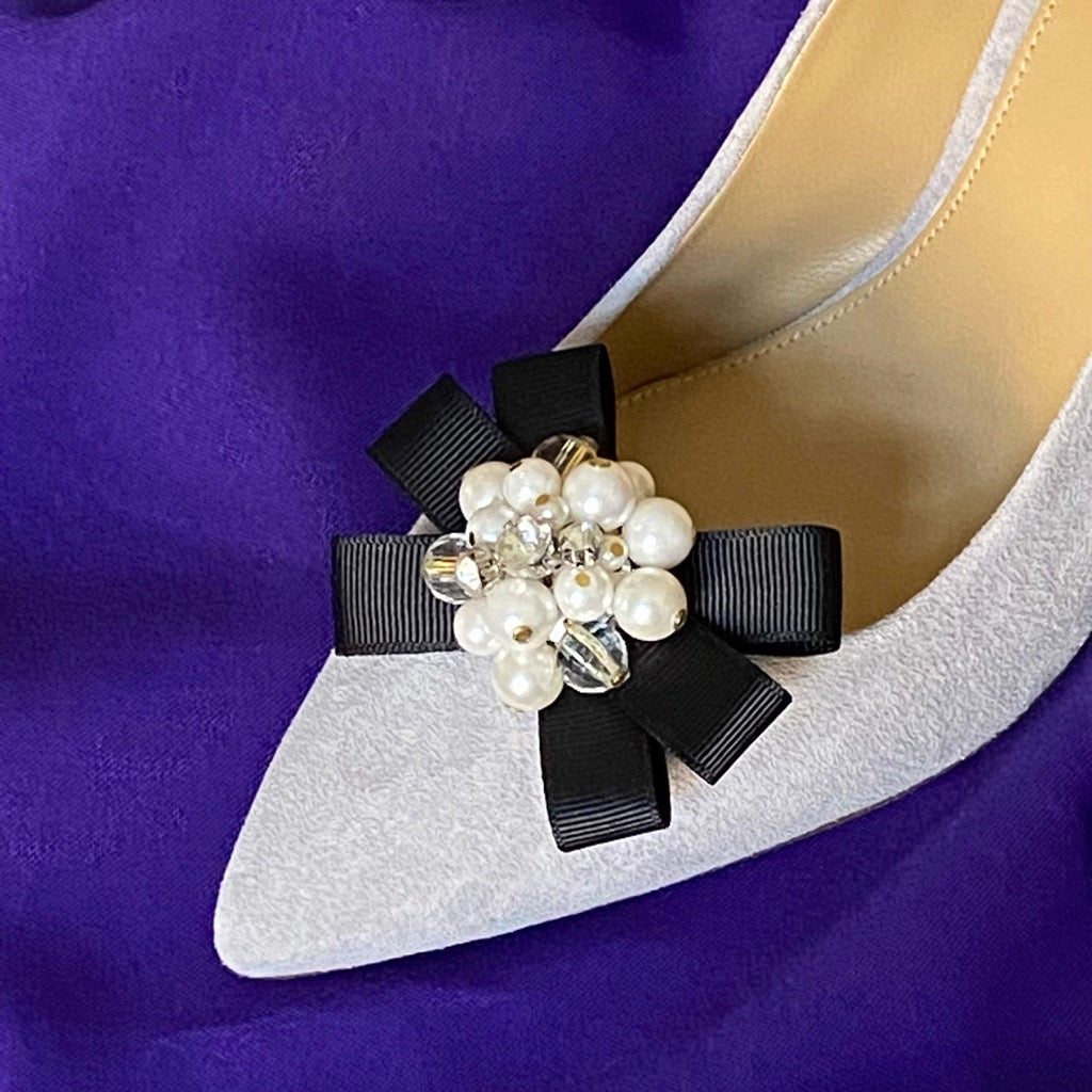 ROMANTIK SCHLEIFENCLIPS WIEN schwarz (ein Paar)