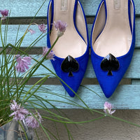 Blaue Mules mit Pik Schuhclips Cinicinnati