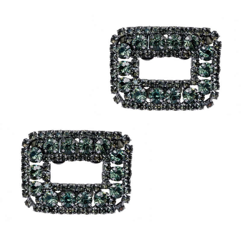 Celebrity Schuhclips Hollywood mit dunkelgrünen Strasssteinchen.