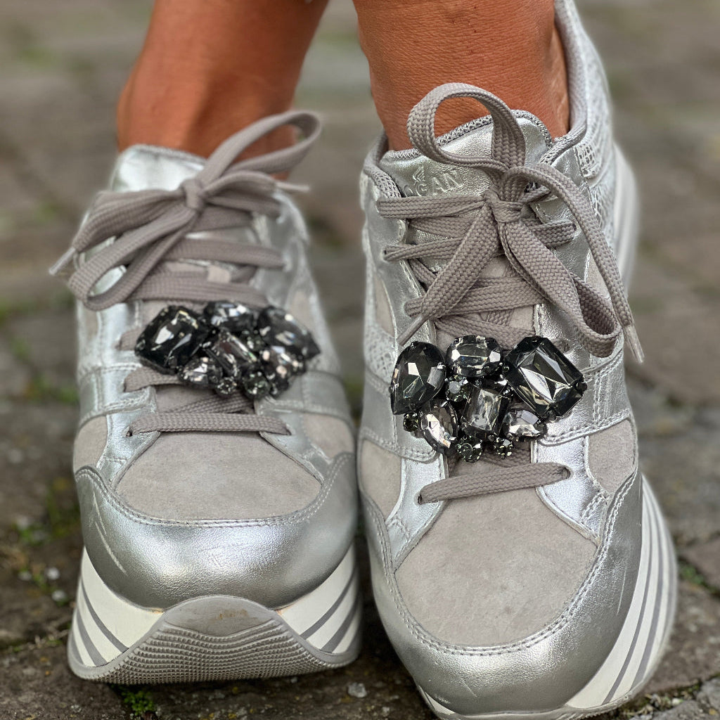 Funkelnde Antwerpen Schuhclips in dunkelgrau