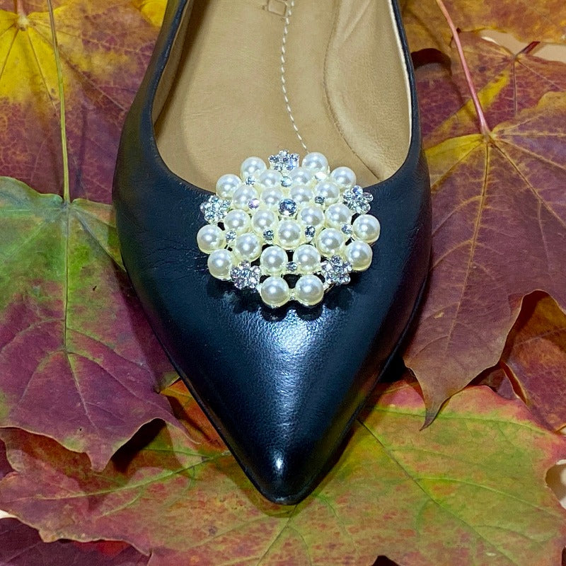 Edler Schuhclip Tokio mit Kunstperlen und Strass Diamanten.  Ideal für Brautschuhe geeignet.