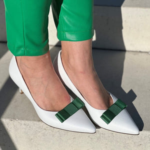 Schuhclips in opalgrün, Doppelschleife