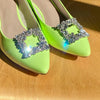 Funkelnde Schuhclips New York auf grünem Schuh